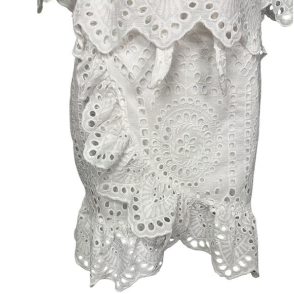 Winona Valerie Wrap Mini Dress Eyelet Lace White Size 6 - Picture 11 of 13